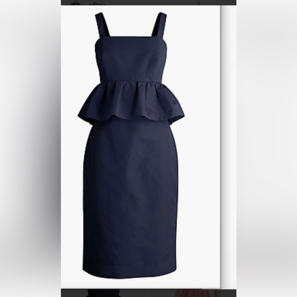 J. Crew Classic Cotton Silk Faille Summer Peplum Dress - Picture 1 of 8